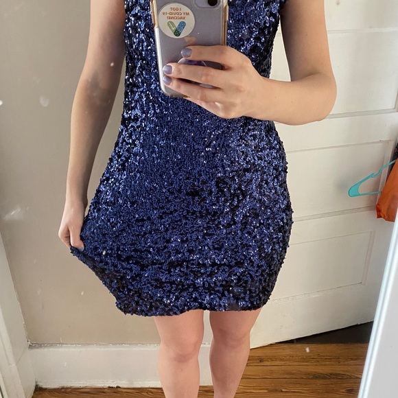 Navy Blue Sequin Dress - Picture 5 of 6